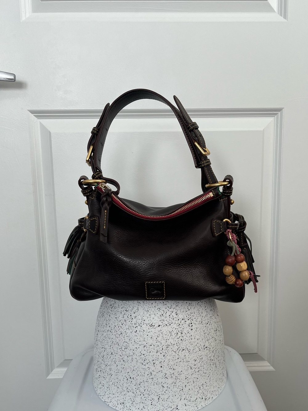 Dooney & Bourke Florentine Teagan 30 Brown Full Grain Leather Shoulder Bag